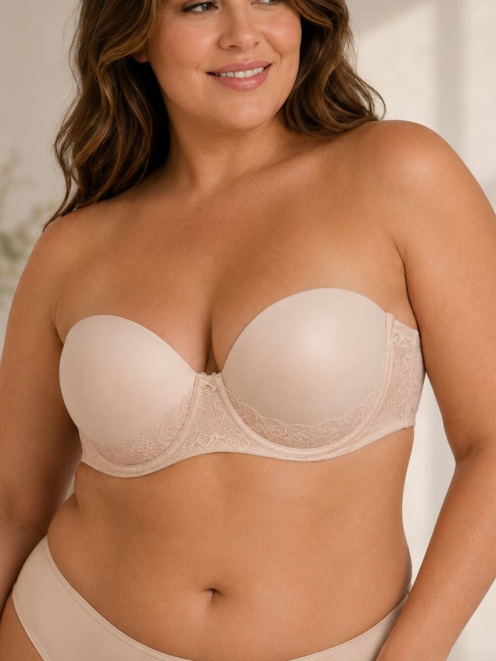 Torrid Curve Smooth Strapless Push-Up Bra 40D Nude Convertible Multiway